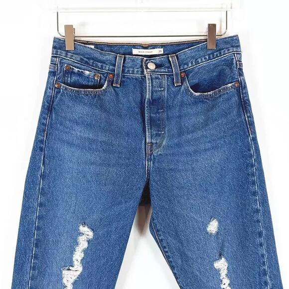 Levi's Womens Wedgie Straight Distressed Premium Jeans Size 29 Retro 90s Y2K - Picture 2 of 7